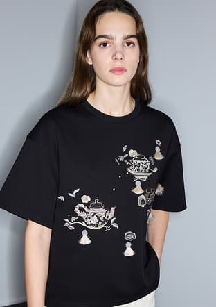 Is1260070065 Kadın Siyah Baskılı T-shirt - 1