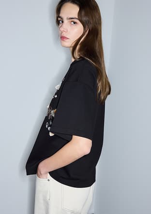 Is1260070065 Kadın Siyah Baskılı T-shirt - 3