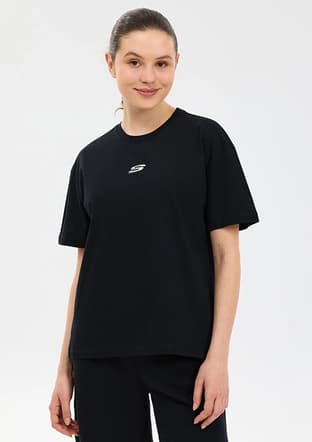 S2610017-3817 Kadın Siyah Baskılı T-shirt - 1