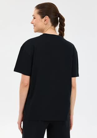 S2610017-3817 Kadın Siyah Baskılı T-shirt - 2