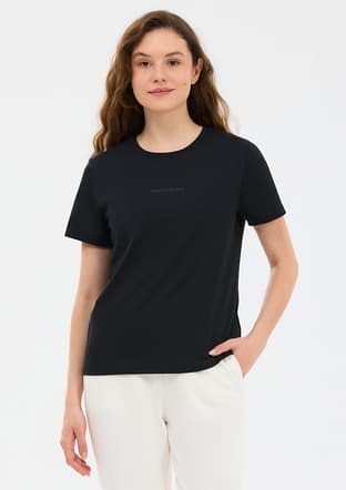 S2510029-3817 Kadın Siyah Bisiklet Yaka T-shirt - 1