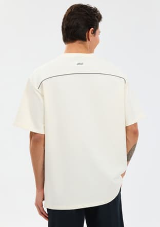 S231094-3855 Erkek Beyaz Oversize T-shirt - 2