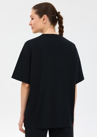 S2610050-3817 Kadın Siyah Oversize T-shirt - 3
