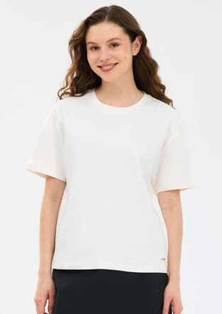 S2610046-3855 Kadın Beyaz Baskılı T-shirt - 1