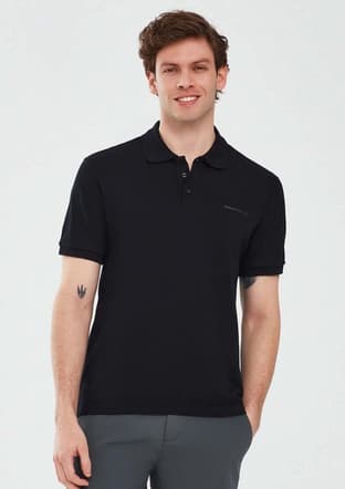 S211800-3817 Erkek Siyah Polo Yaka T-shirt - 1