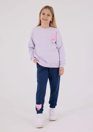 Rp3695-2 Kız Çocuk Mor Eşofman - 1