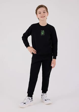 Rp3652-2 Erkek Çocuk Siyah Eşofman - 1