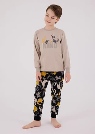 Rp3660-2 Erkek Çocuk Bej Pijama - 1