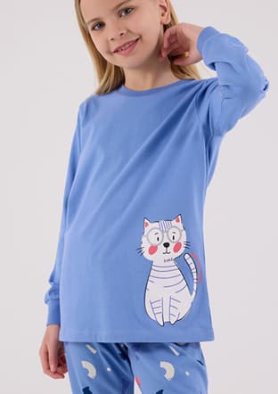 Rp3697-2 Kız Çocuk Lacivert Pijama - 3