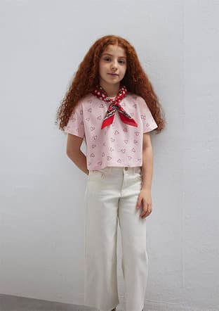 M7610400-71007 Kız Çocuk Pembe Baskılı T-shirt - 2