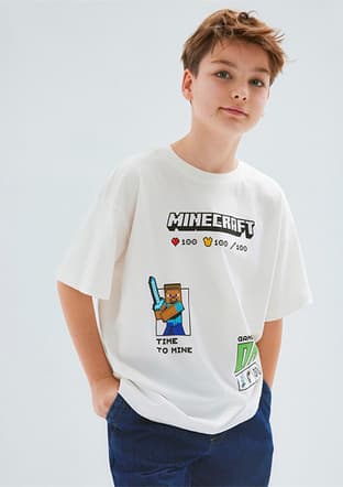 M6610479-70057 Erkek Çocuk Beyaz Baskılı T-shirt - 1