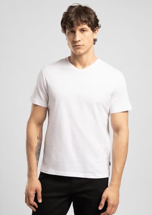 262 Lcm 242002 Erkek Beyaz V Yaka T-shirt - 2