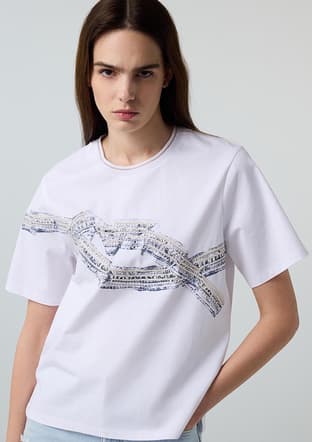 İPEKYOL - IS1260070117 Kadın Beyaz Kısa Kol T-Shirt - 1