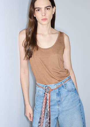 İPEKYOL - IS1260070170 Kadın Kahverengi Basic T-Shirt - 1