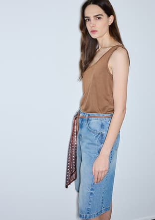 İPEKYOL - IS1260070170 Kadın Kahverengi Basic T-Shirt - 3