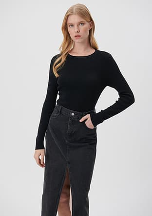 M171367-900 Kadın Siyah Triko - 2