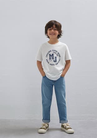  - M6610395-70057 Erkek Çocuk Beyaz Baskılı T-Shirt - 1