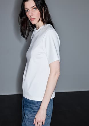  - IS1260070101 Kadın Ekru Bisiklet Yaka T-Shirt - 3