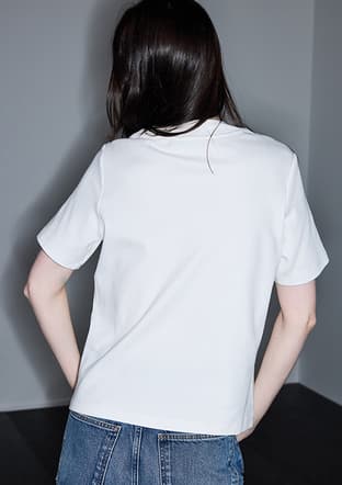  - IS1260070101 Kadın Ekru Bisiklet Yaka T-Shirt - 4