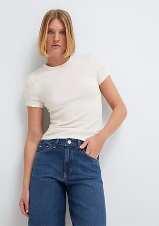  - M1613081-70057 Kadın Beyaz Basic T-Shirt - 1