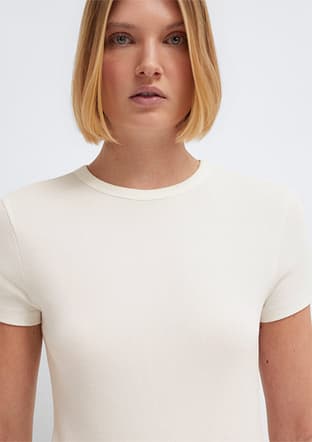  - M1613081-70057 Kadın Beyaz Basic T-Shirt - 3