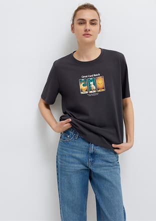  - M1613907-70087 Kadın Siyah Baskılı T-Shirt - 1