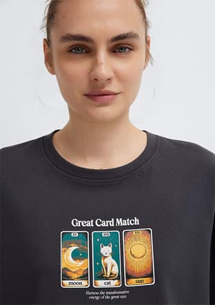  - M1613907-70087 Kadın Siyah Baskılı T-Shirt - 3