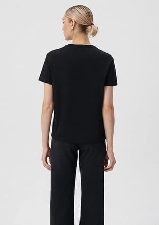  - M1611594-900 Kadın Siyah Baskılı T-Shirt - 2