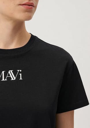  - M1611594-900 Kadın Siyah Baskılı T-Shirt - 3