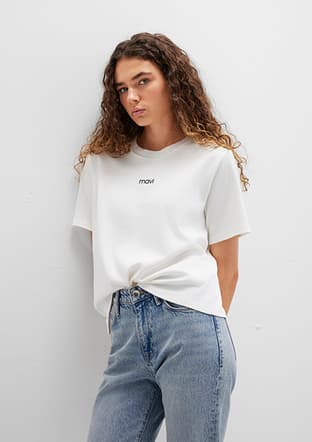  - M1612829-80194 Kadın Beyaz Baskılı T-Shirt - 1