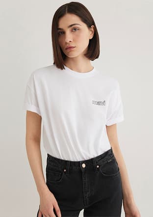  - M1611309-620 Kadın Beyaz Kısa Kol T-Shirt - 1