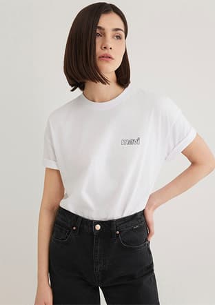  - M1611309-620 Kadın Beyaz Kısa Kol T-Shirt - 2