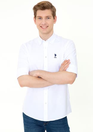 US POLO ASSN Erkek Beyaz Dokma Gömlek - 2