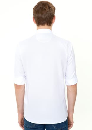 US POLO ASSN Erkek Beyaz Dokma Gömlek - 3