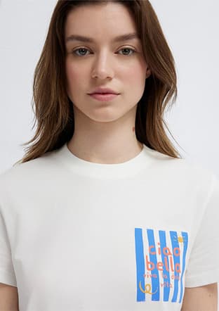 M1613988-70057 Kadın Beyaz Baskılı T-shirt - 3