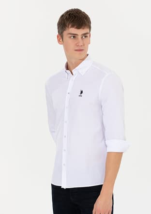 US POLO ASSN Erkek Beyaz Dokma Gömlek - 2