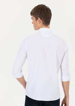 US POLO ASSN Erkek Beyaz Dokma Gömlek - 3