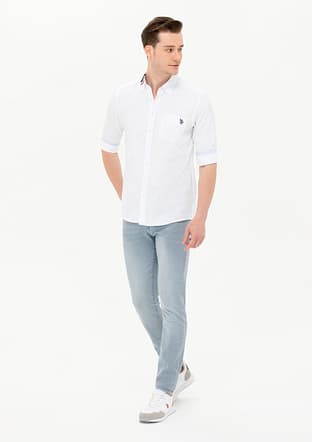 US POLO ASSN Erkek Beyaz Dokma Gömlek - 2