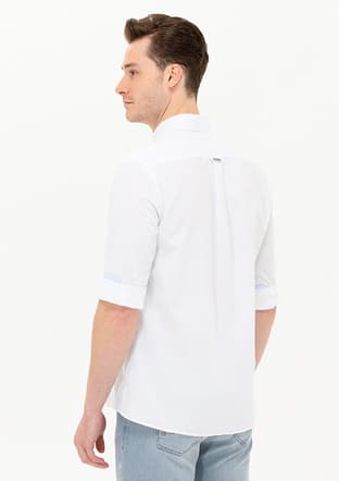 US POLO ASSN Erkek Beyaz Dokma Gömlek - 3