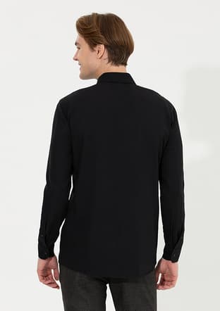 US POLO ASSN Erkek Siyah Dokma Gömlek - 4
