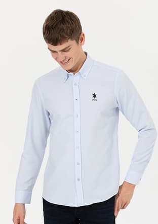 US POLO ASSN Erkek Beyaz Dokma Gömlek - 1