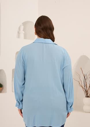 RMG - O6850 Kadın Mavi Tunik Gömlek - 2