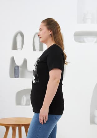 O6704 Kadın Siyah T-shirt - 2