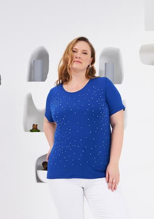 O6636 Kadın Çok Renkli Kısa Kol T-shirt - 1