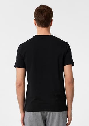 Ts1014000445 Erkek Siyah V Yaka T-shirt - 2
