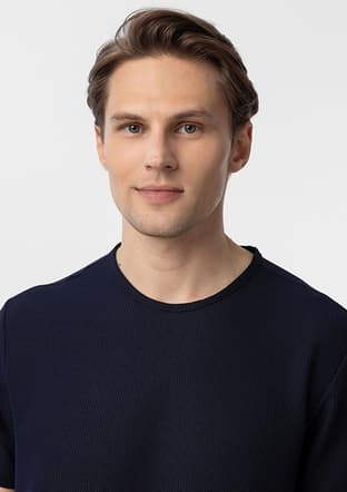 Ts1014000434 Erkek Lacivert O Yaka T-shirt - 3