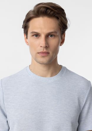 Ts1014000418 Erkek Mavi O Yaka T-shirt - 3