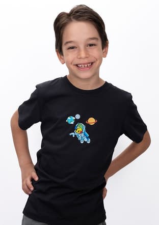 Hrbtxt022 Unisex Çocuk Siyah Bisiklet Yaka T-shirt - 3