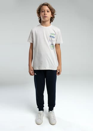 38257Kw Erkek Çocuk Bej Pamuklu T-shirt - 4