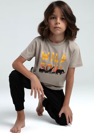Rp3556-2 Erkek Çocuk Bej Pijama - 3